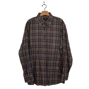 Neiman Marcus Mens XL Long Sleeve Plaid Button‎ Down Shirt